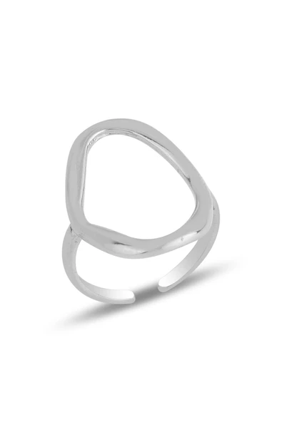Gümüş rodyumlu ayarlamalı oval yüzük  SGTL11820RODAJ ürün görseli 1
