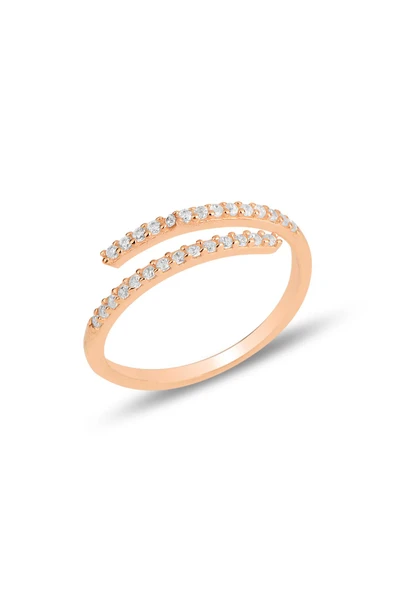 Gümüş rose zirkon taşlı üstten ayarlamalı yüzük SGTL11813ROSE ürün görseli 1