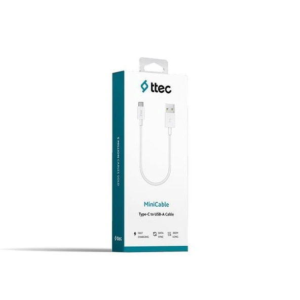 Ttec MiniCable Type-C Kablo Beyaz 30cm - 2DK7519B - Resim 4