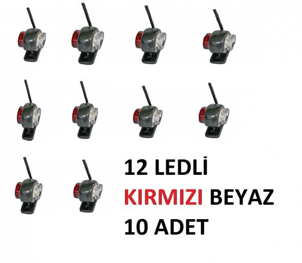 MİNİ TAKOZ LAMBA 12 LEDLİ KIRMIZI  BEYAZ 10 ADET YÜKSEK IŞIK ürün görseli 1