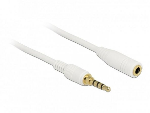3.5 mm Stereo 4 Boğumlu (TRRS) Beyaz Uzatma Kablosu 1 Metre ürün görseli 1