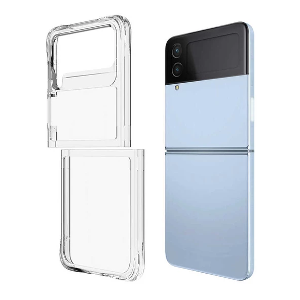 Galaxy Z Flip 4 Kılıf Zore Vonn Şeffaf Sert Silikon Kılıf ürün görseli 1