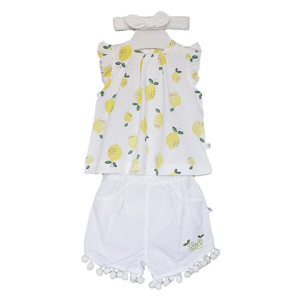 Caramell Bebek Takımı - 3 lü - TKK6177 - Lemon - Beyaz ürün görseli 1