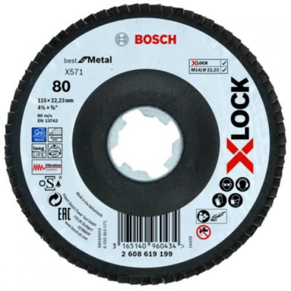 Bosch X-Lock 115 MM Zımpara 80 Kum 2.608.619.199 ürün görseli 1