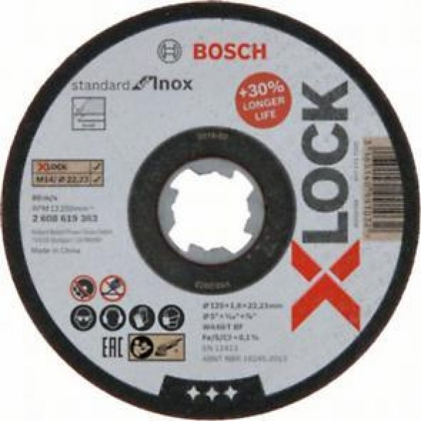 Bosch X-Lock Standart İnox Kesici Düz 125x1.6 MM 2.608.619.363 ürün görseli 1