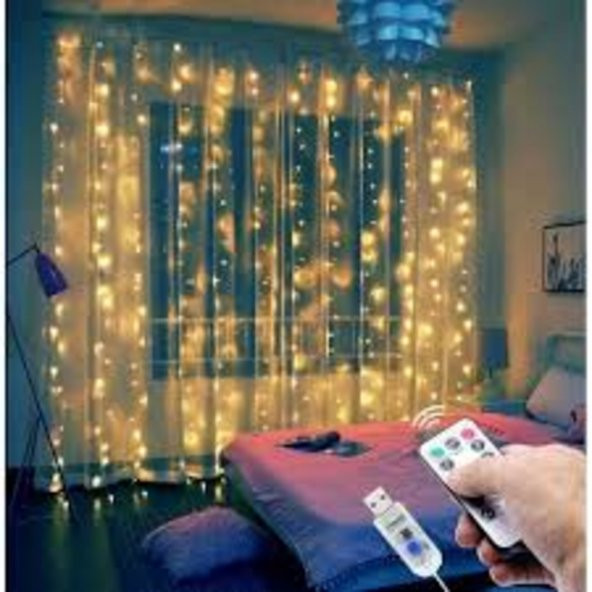 8 Fonksiyonlu Uzaktan Kumandalı 2 X 2 Metre Peri Perde Led ürün görseli 1