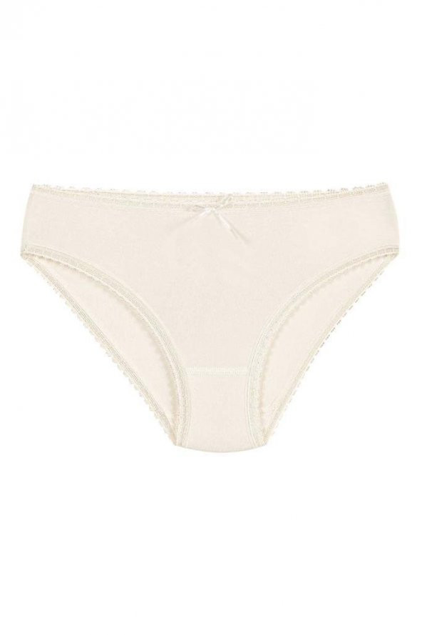 12 Adet Yıldız Bayan Bambu Dantelli Bikini Külot Ekru 3882 ürün görseli 1