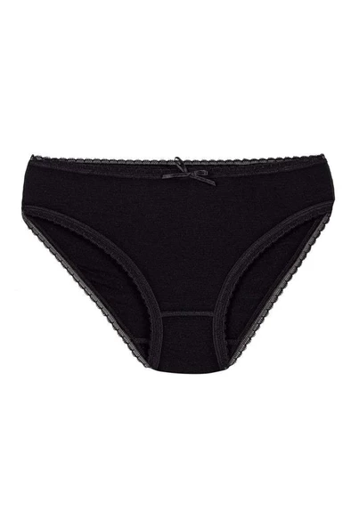 12 Adet Yıldız Bayan Bambu Dantelli Bikini Külot Siyah 3881 ürün görseli 1