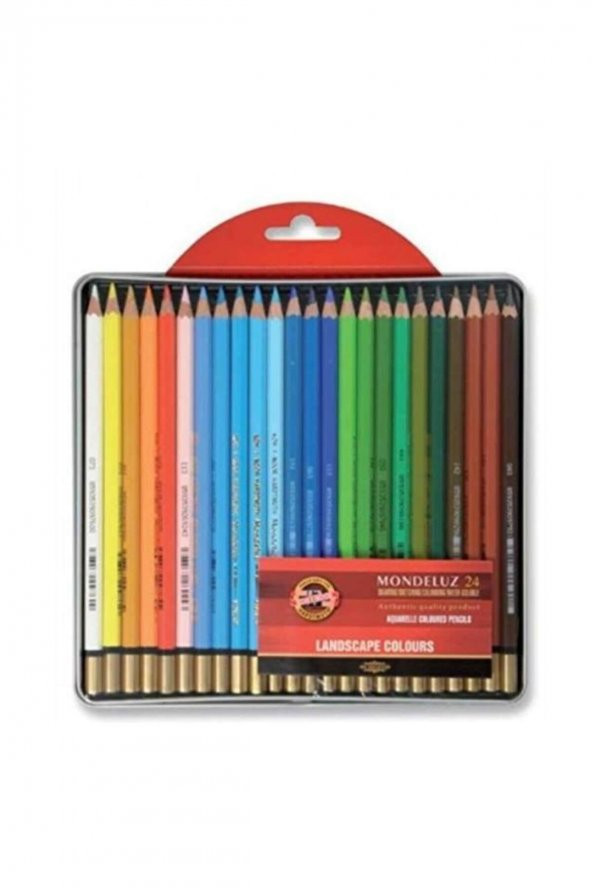 Koh-i Noor Mondeluz Aquarell Boya Kalemi 24 Renk Manzara Tonları Metal Kutu ürün görseli 1