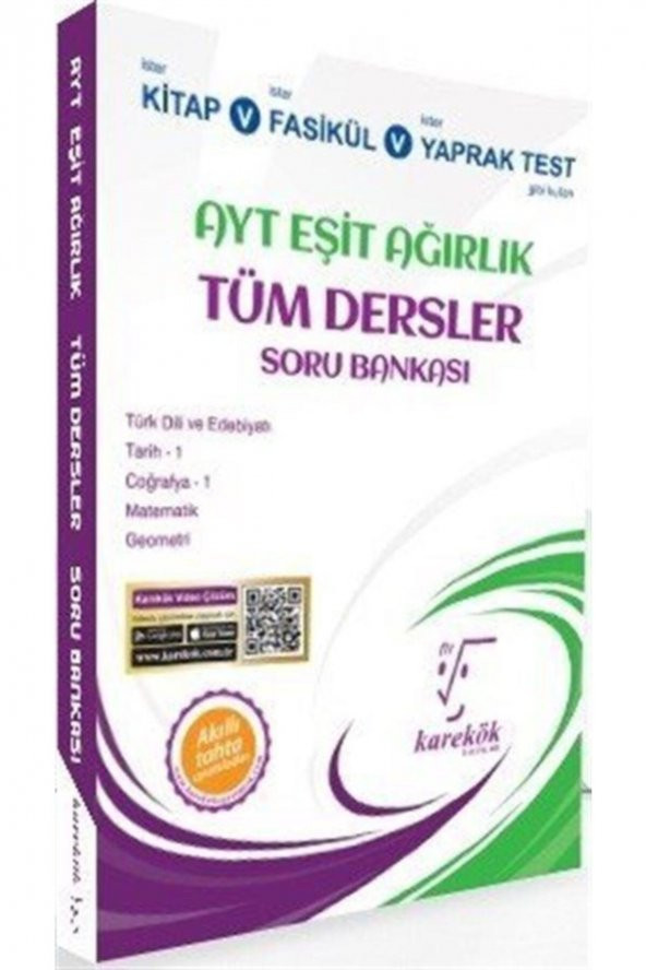 AYT Eşit Ağırlık Tüm Dersler Soru Bankası Karekök Yayınları ürün görseli 1