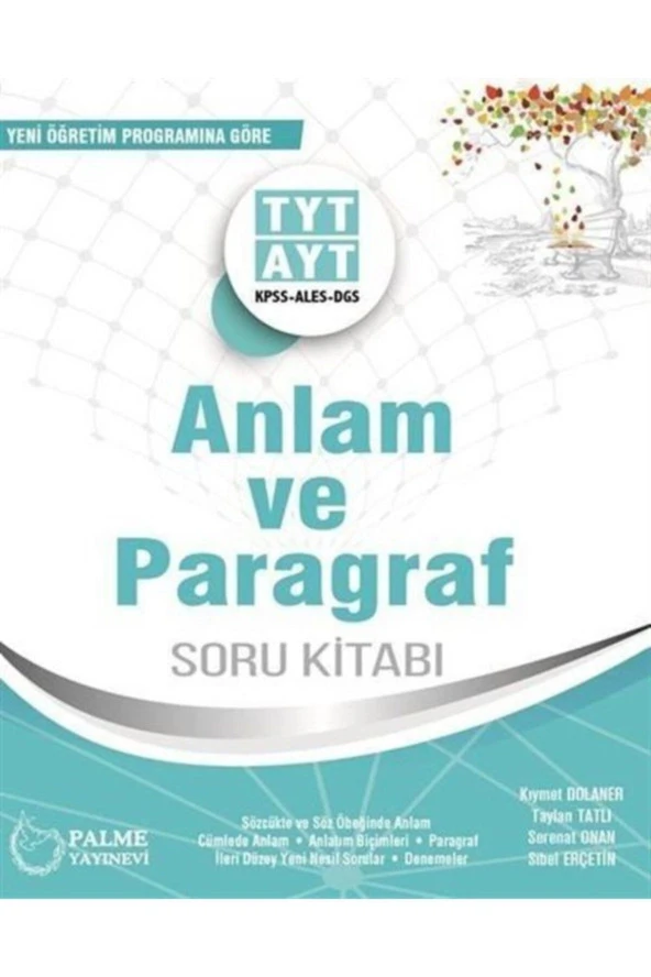 TYT AYT KPSS ALES DGS Anlam ve Paragraf Soru Kitabı Palme Yayınevi ürün görseli 1
