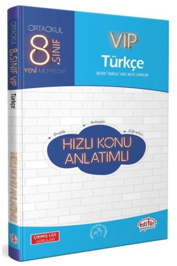 Editör Yayınevi 8. Sınıf Vıp Türkçe Hızlı Konu Anlatımı ürün görseli 1