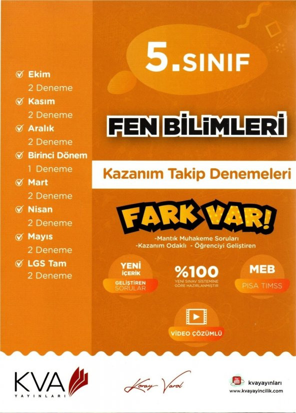 5. Sınıf Fen Bilimleri Fark Var Kazanım Takip Denemeleri Koray Varol Akademi ürün görseli 1