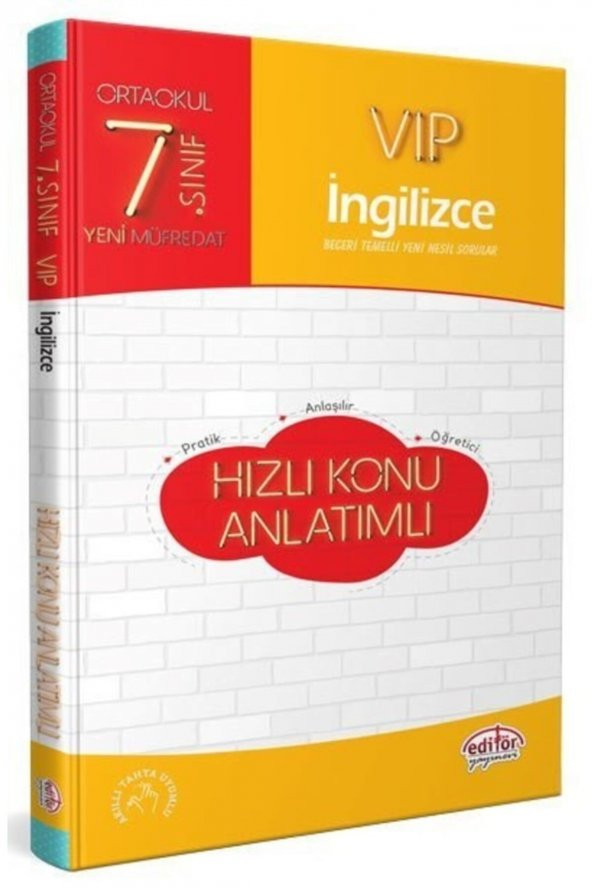 Editör Yayınevi 7. Sınıf Vıp Ingilizce hızlı Konu Anlatımlı ürün görseli 1