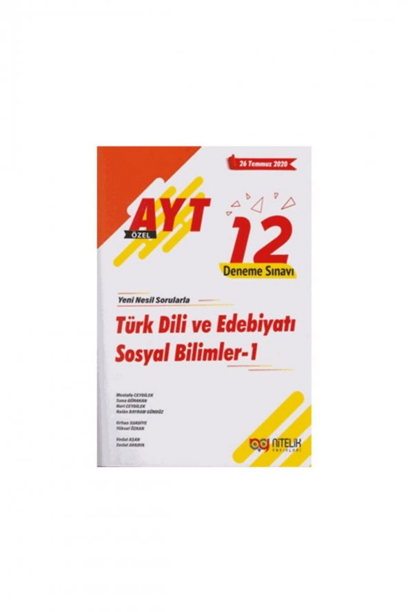 AYT Türk Dili ve Edebiyatı Sosyal Bilimler 1 12 Deneme Sınavı Nitelik Yayınları ürün görseli 1