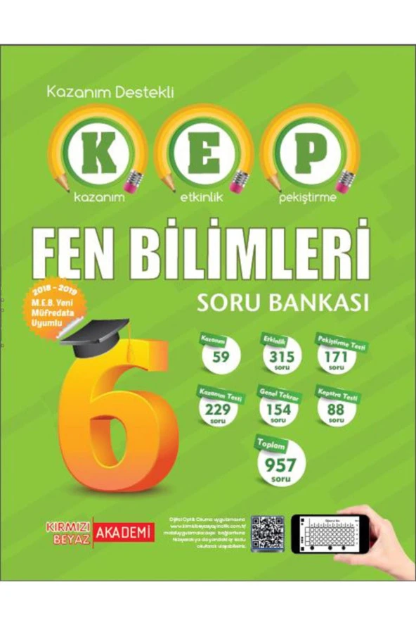 6. Sınıf Fen Bilimleri KEP Soru Bankası Kırmızı Beyaz Yayınları ürün görseli 1