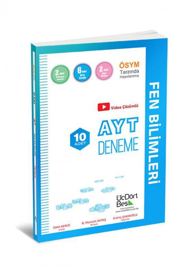 ÜçDörtBeş AYT Fen Bilimleri 10 Adet Deneme Sınavı ürün görseli 1