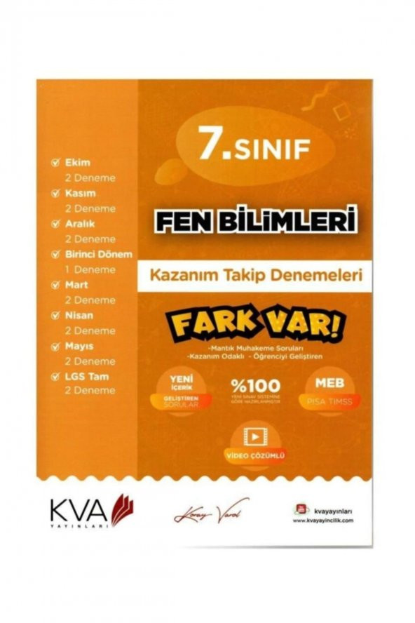 7. Sınıf Fen Bilimleri Fark Var Kazanım Takip Denemeleri Koray Varol Akademi ürün görseli 1