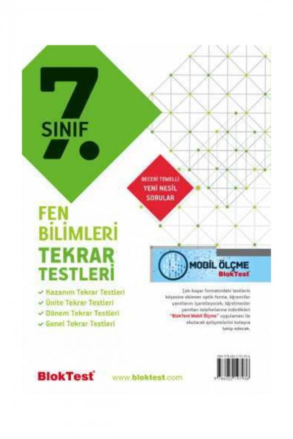 7.Sınıf Fen Bilimleri Tekrar Testleri Tudem Eğitim ürün görseli 1