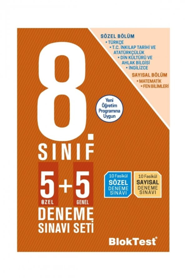 8. Sınıf 5 + 5 Sözel Bölüm Deneme Sınavı Blok Test Yayınları ürün görseli 1