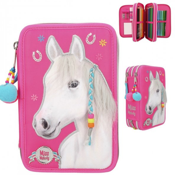 Top Model Miss Melody Triple Pencil Case Pink 3 Katlı Dolu Kalem Kutu ürün görseli 1