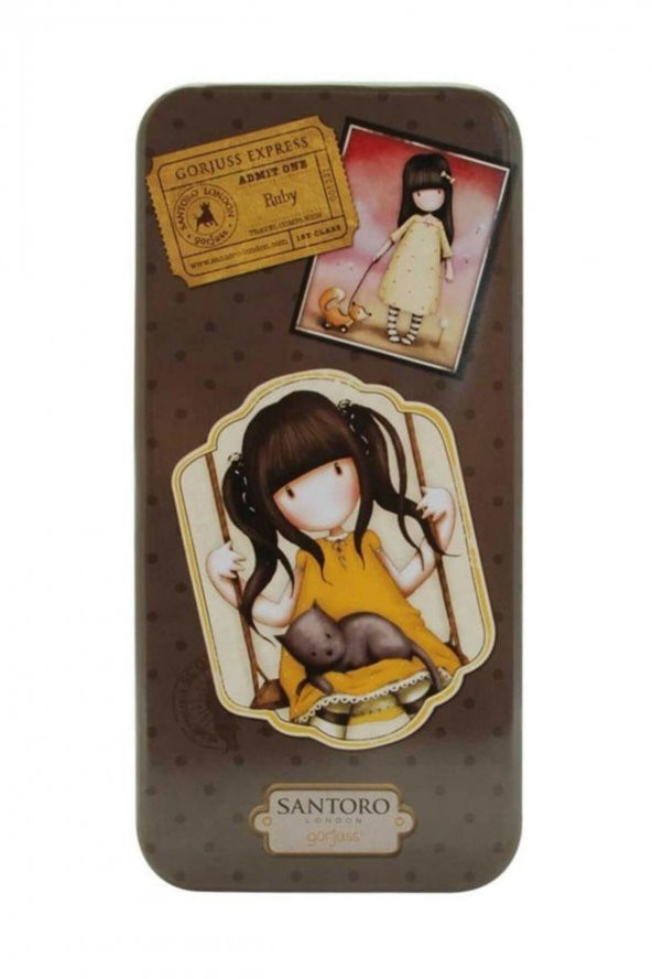 Santoro Gorjuss Teneke Kalem Kutu - Vacation Ruby Yellow - Resim 4