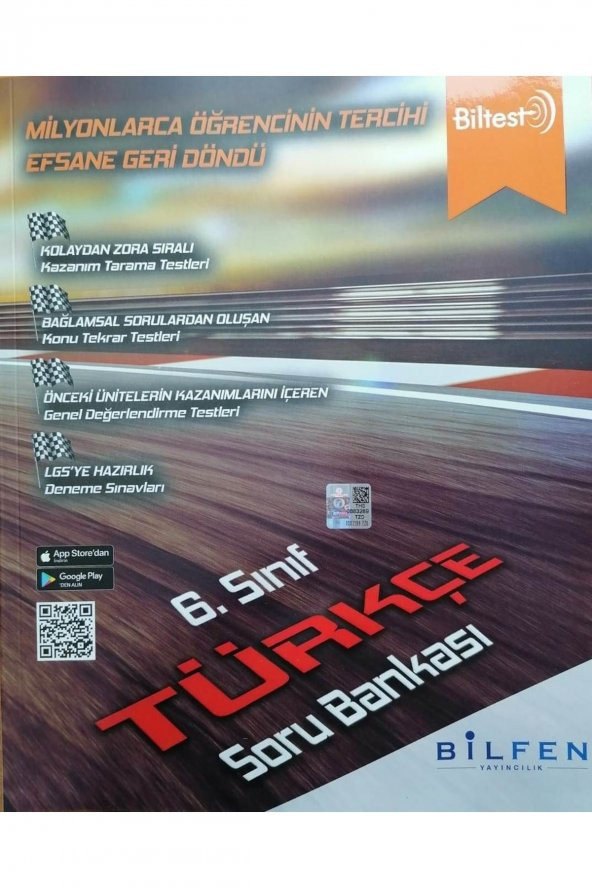 Bilfen Biltest 6.sınıf Türkçe Bilgiler Soru Bankası ürün görseli 1