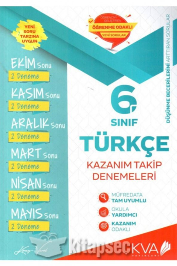 Koray Varol Akademi KVA 6. Sınıf Türkçe Kazanım Takip Denemeleri ürün görseli 1