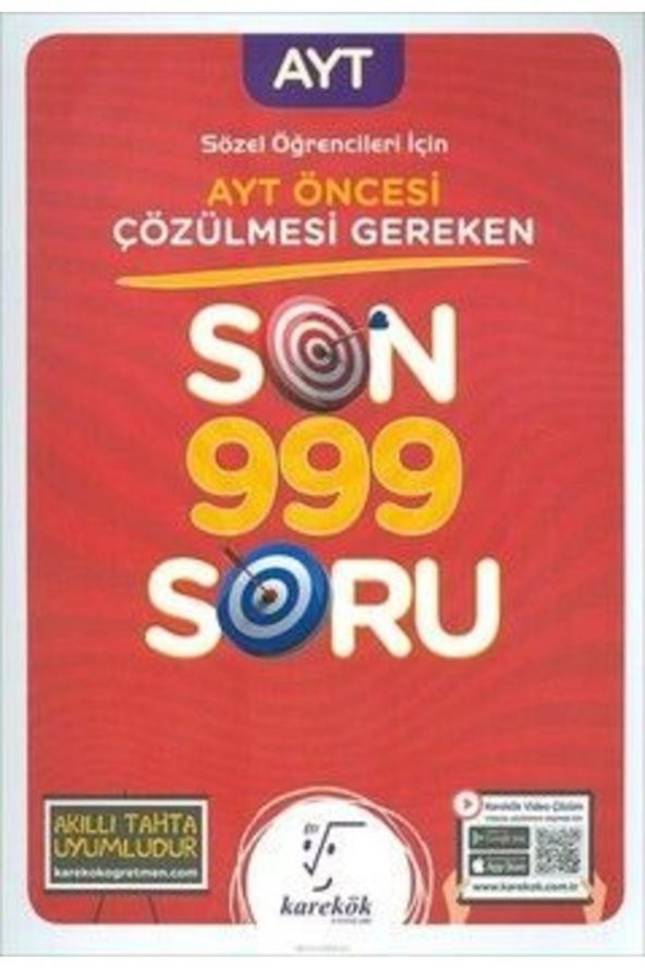 Karekök Yayınları Ayt Öncesi Çözülmesi Gereken Son 999 Soru Sözel ürün görseli 1