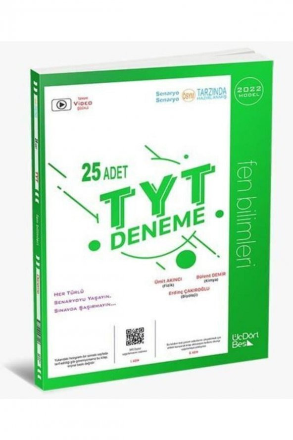 ÜçDörtBeş Yayınları Fen Bilimleri Tyt Deneme 2022 ürün görseli 1