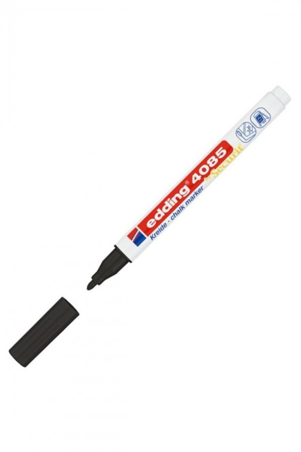 Edding 4085 Cam Sıvı Tebeşir Markörü ~1-2 mm Yuvarlak Uçlu Siyah ürün görseli 1