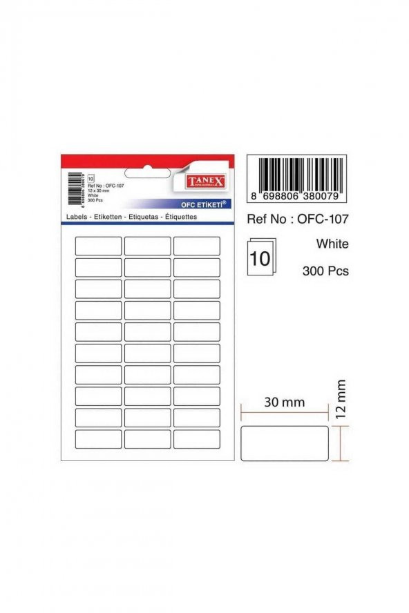 Tanex Ofc-107 Çıkartma Etiket 30x12 Mm ürün görseli 1
