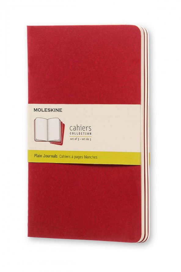 Moleskine 3Lü Cahier Düz Defter Karton Kapak L Boy Kırmızı ürün görseli 1
