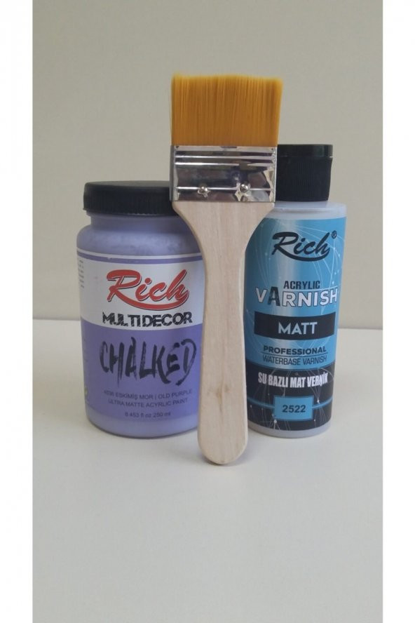 Rich Chalked Set 250 Cc Eskimiş Mor +120 Cc Mat Vernik + Fırça ürün görseli 1