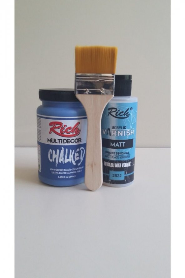 Rich Chalked Set 250 cc Odeon Mavi+120 cc Mat Vernik + Fırça ürün görseli 1