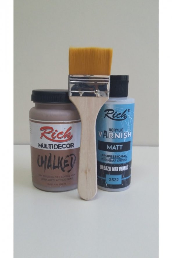 Rich Chalked Set Akrilik 250 Cc Sütlü Kahve +120 Cc Mat Vernik + Fırça ürün görseli 1