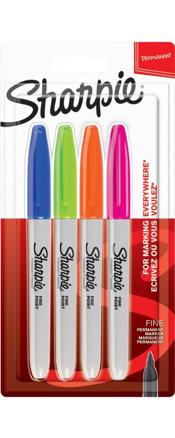 Sharpie Fine Permanent Markör Canlı Renkler 4Lü ürün görseli 1
