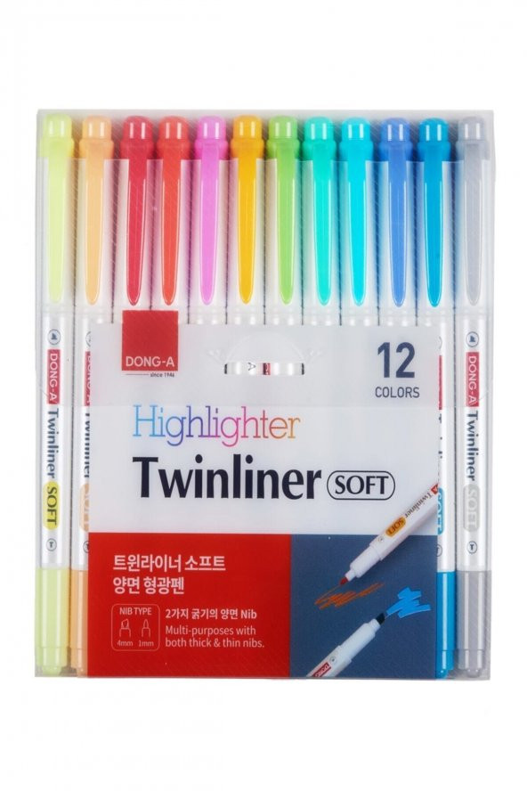 Twinliner Soft Fosforlu Kalem 12’li Set - Çift Taraflı ürün görseli 1