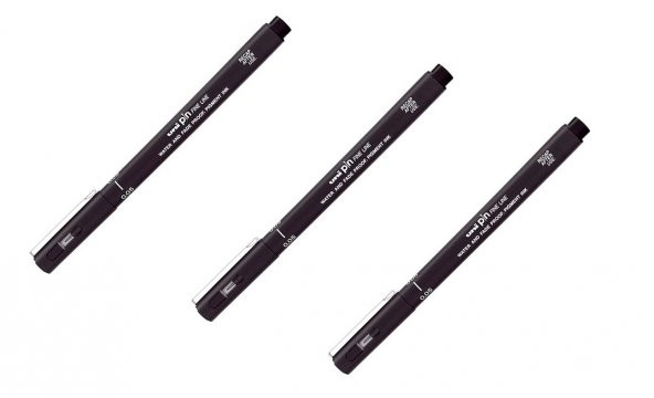 Uni Pin 0.05 Fine Line Akrilik Uçlu Teknik Çizim Kalemi Siyah 3 Adet ürün görseli 1