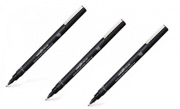 Uni Pin Teknik Çizim Kalemi 0.8 Mm Siyah 3 Adet ürün görseli 1