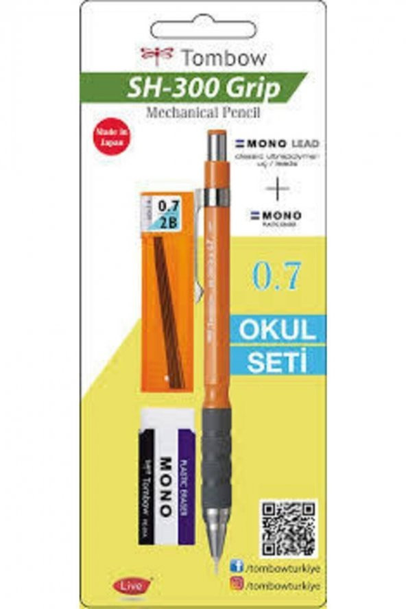 Tombow SH 300 Grip Mekanik Kurşun Kalem 0 7mm Neon Turuncu ürün görseli 1