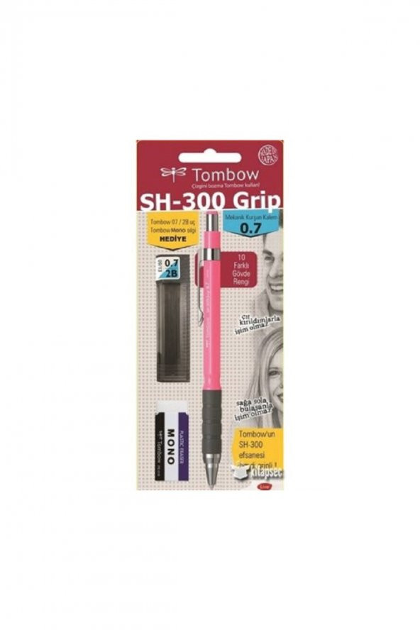 Tombow SH-300 Grip Mekanik Kurşun Kalem 0,7 mm Pembe Okul Seti ürün görseli 1