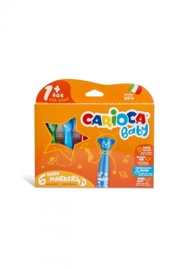 Carioca Teddy Jumbo Bebek Süper Yıkanabilir Keçeli Boya Kalemi 6lı ürün görseli 1
