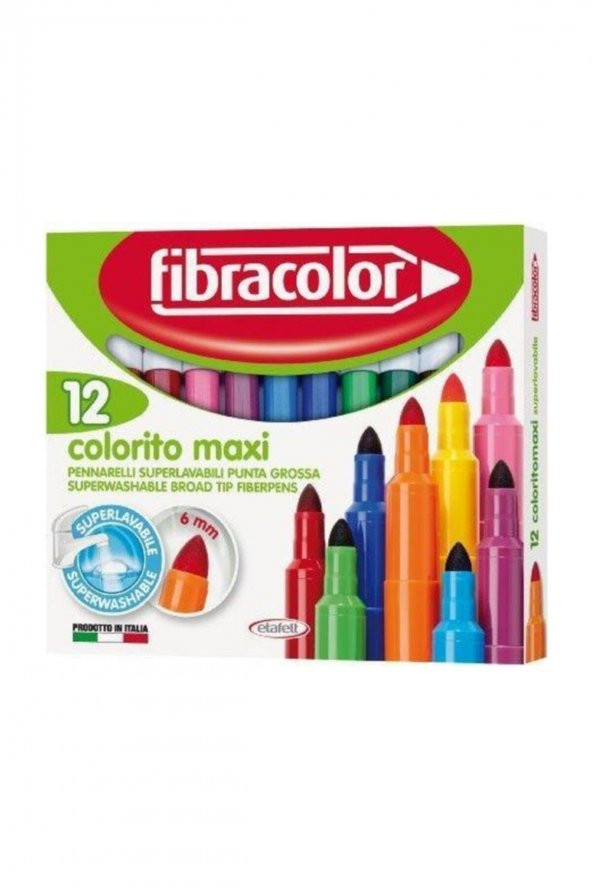 Fibracolor Colorito Maxi Jumbo Keçeli 12 Renk Yıkanabilir ürün görseli 1