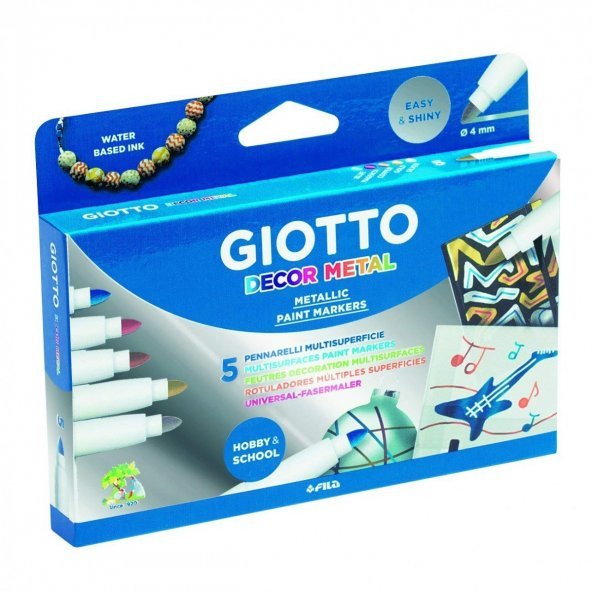 Giotto Decor Metal Her Yüzey İçin Metalik Keçeli Boya 5 Renk ürün görseli 1