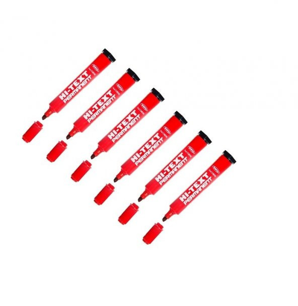 Hi-text Permanent Marker Kesik Uçlu Kırmızı 6 Adet ürün görseli 1