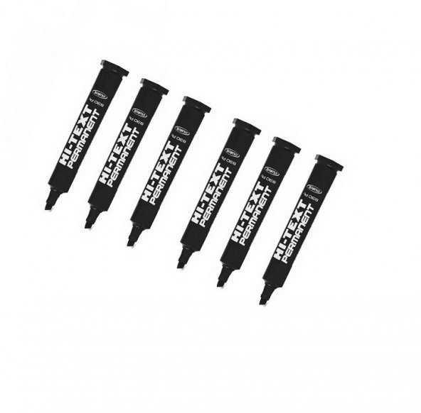 Hi-text Permanent Marker Kesik Uçlu Siyah  6 Adet ürün görseli 1