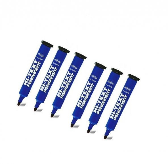 Hi-text Permanent Marker Yuvarlak Uçlu Mavi 6 Adet ürün görseli 1