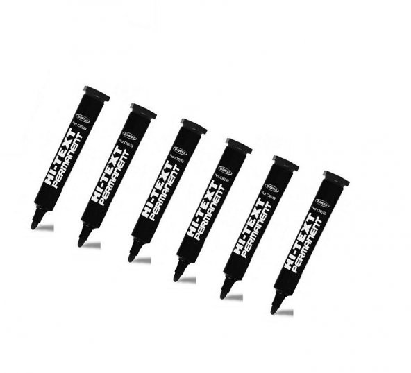Hi-text Permanent Marker Yuvarlak Uçlu Siyah 6 Adet ürün görseli 1
