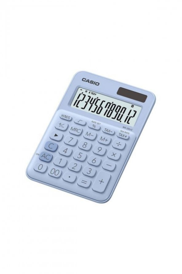 Casio Ms-20uc-lb 12 Hane Açık Mavi Masa Üstü Hesap Makinesi ürün görseli 1